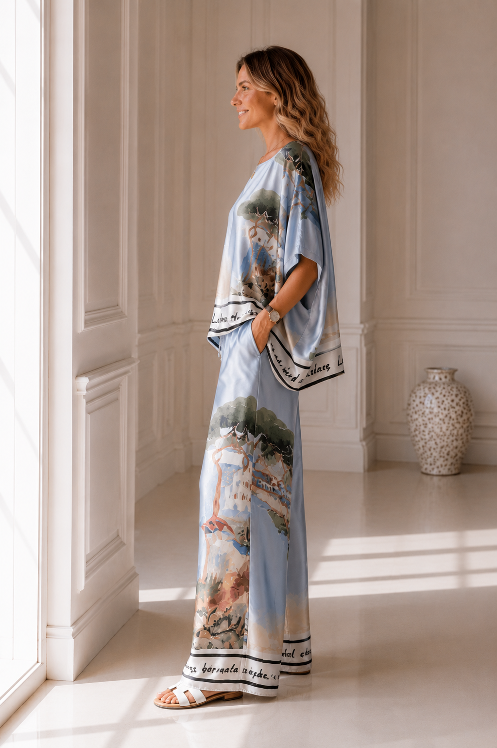 Kostiumėlis Italija su kimono palaidine žydra spalva